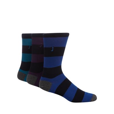 J by Jasper Conran Pack of three multicoloured striped socks